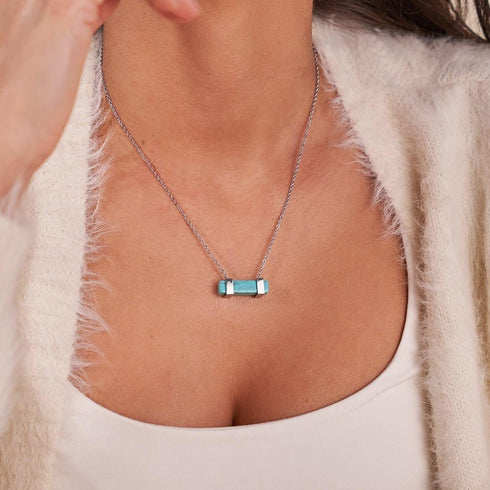 Turquoise | Silver | Gemstone Bar Necklace